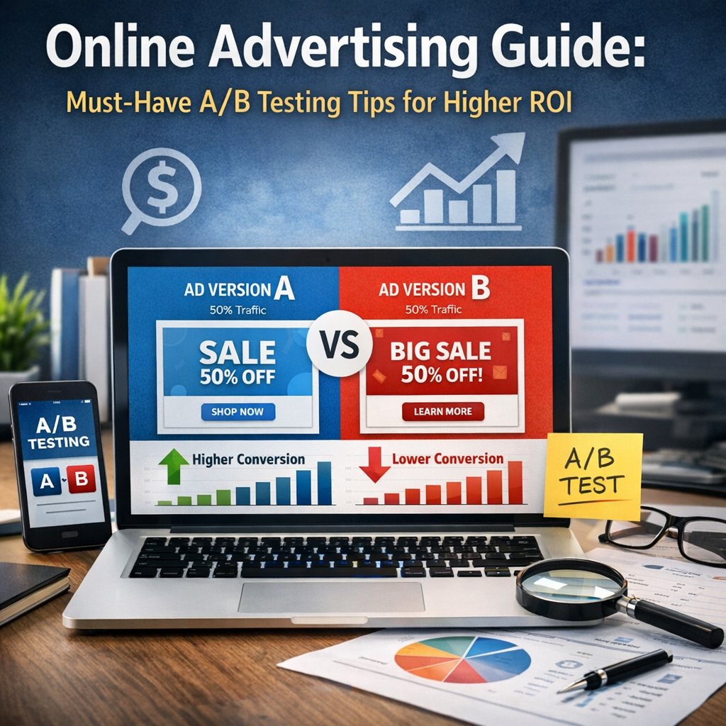 Illustration of Online Advertising Guide: Must-Have A/B Testing Tips for Higher ROI