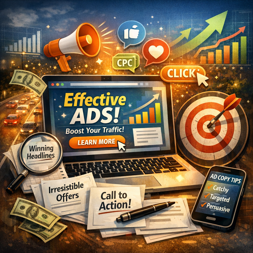 Illustration of Traffic Generation Strategy: Must-Have Tips for Best Ad Copywriting Success