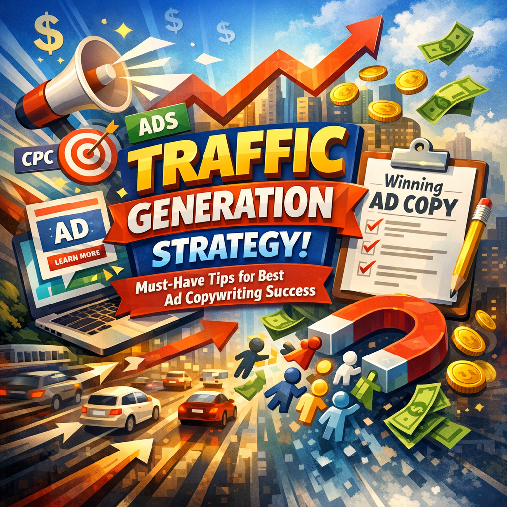 Illustration of Traffic Generation Strategy: Must-Have Tips for Best Ad Copywriting Success
